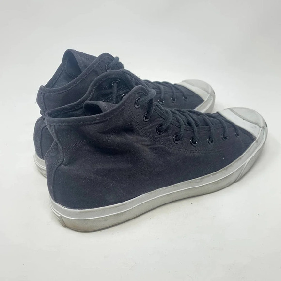 Converse Jack Purcell Canvas High Top‎ Sneakers Black White Size 10.5 - Picture 4 of 12